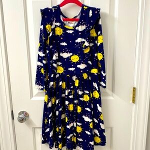 DDS Navy Ruffle Sun and Clouds Dress